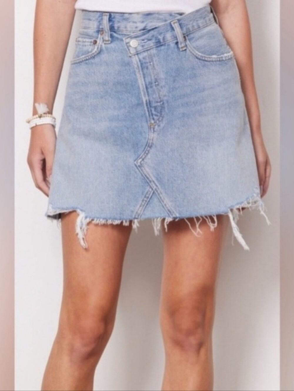 AGOLDE Light Blue Denim Mini Skirt - Modern Raw Hem